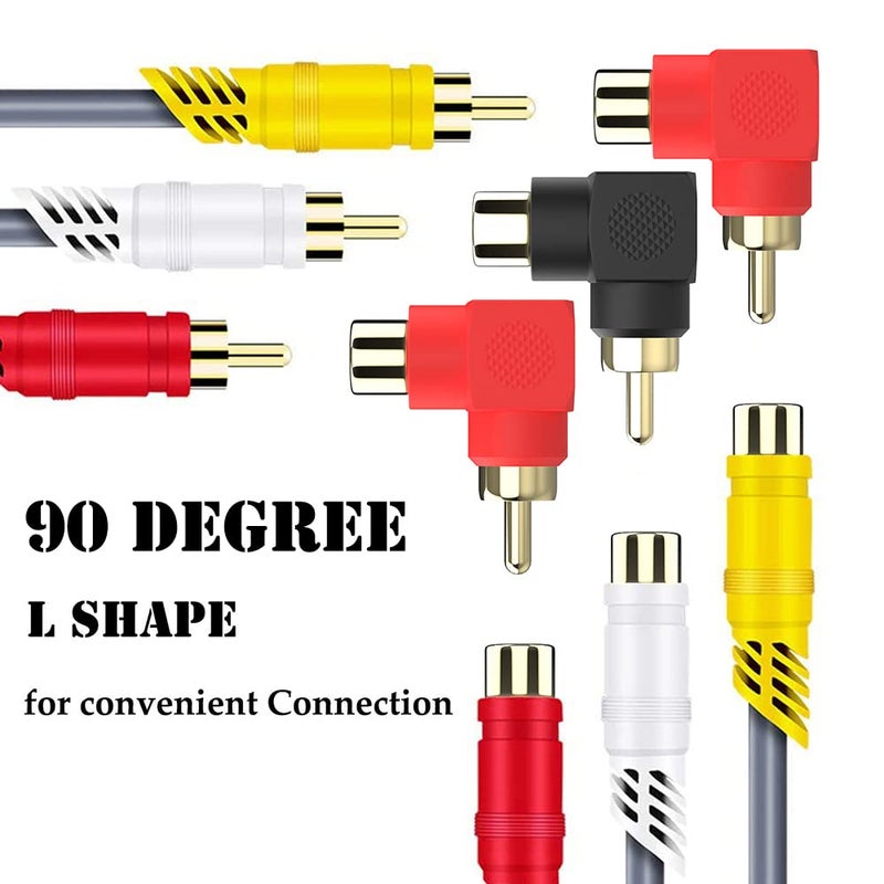 Warmstor RCA Male to Female Adapter Right Angle 4-Pack, RCA M/F Connector 90 Degree Elbow Gold-Plated (2 Black + 2 Red) - Image 5